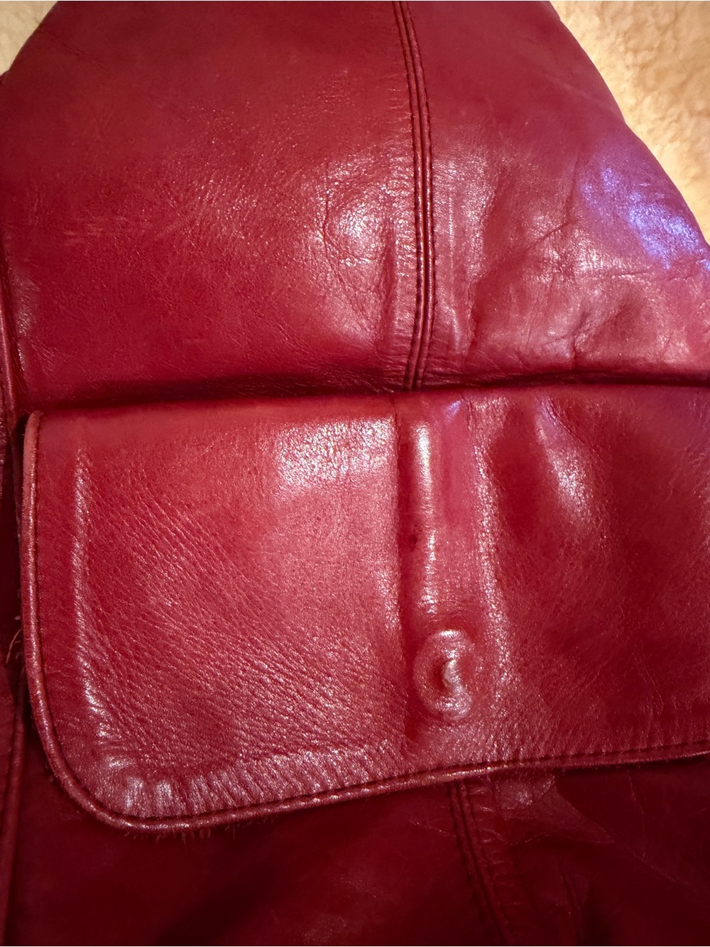 Red Leather Crossbody Sling Bag - great condition - Picture 5 of 7